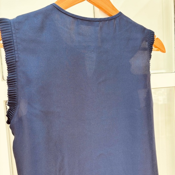 J.Crew Margot Navy Ruffle Silk Blouse - Picture 6 of 8